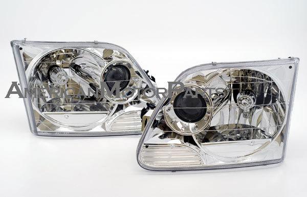 Depo pair euro style chrome projector headlight w/o corner lights ford f150 f250