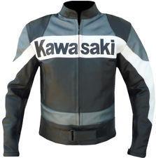Nwt biker kawaski white & black safety motorbike motorcycle leather biker jacket