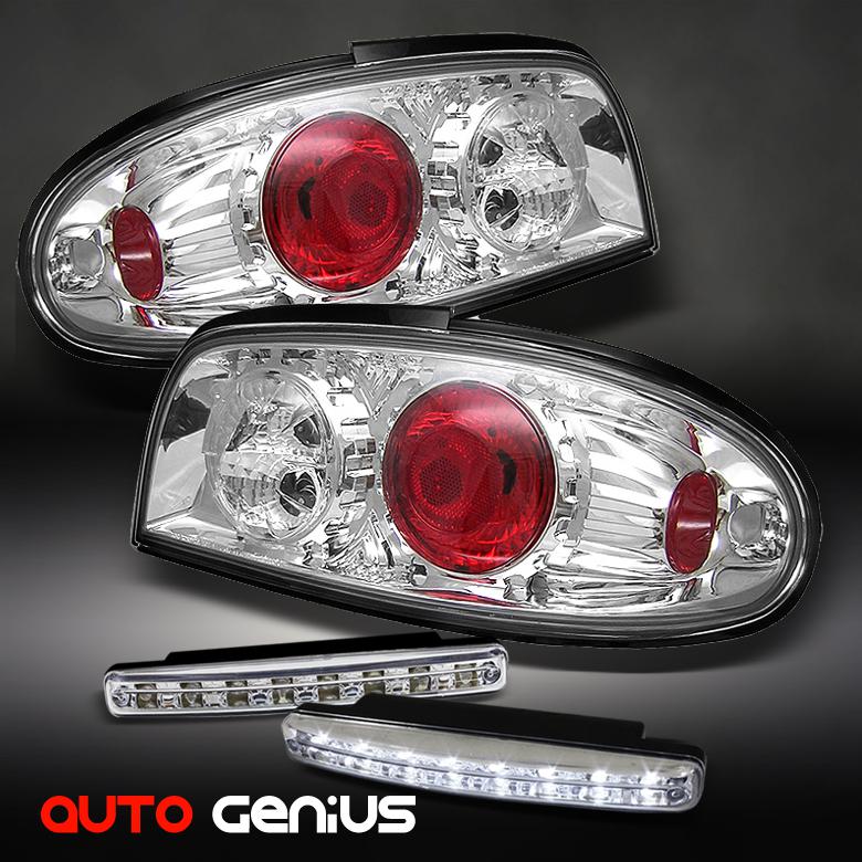 93-97 altima chrome altezza tail lights + daytime led running lights drl combo