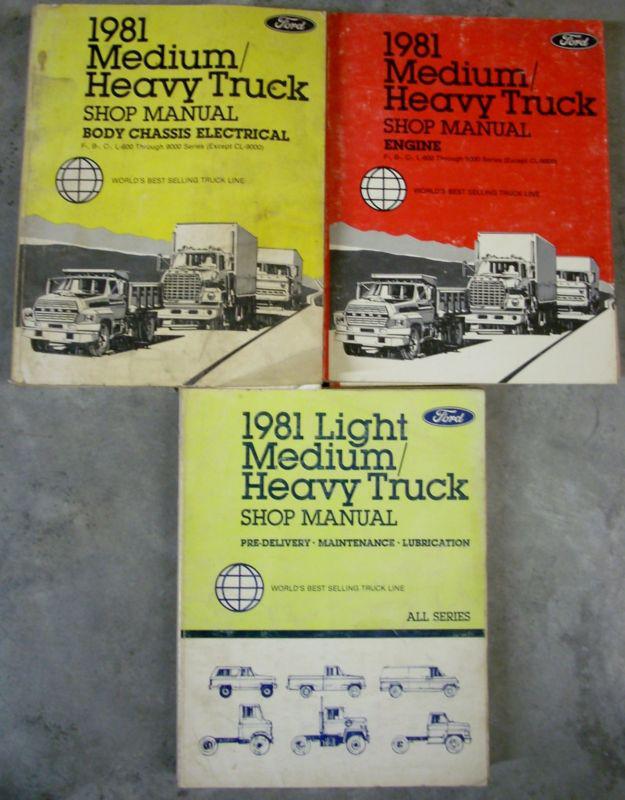 1981 ford f b c 600-9000 med hd truck dealer shop service repair manual book