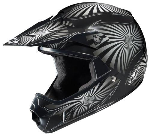 New hjc cl-xy motocross whirl youth helmet, black/silver/white, large/lg