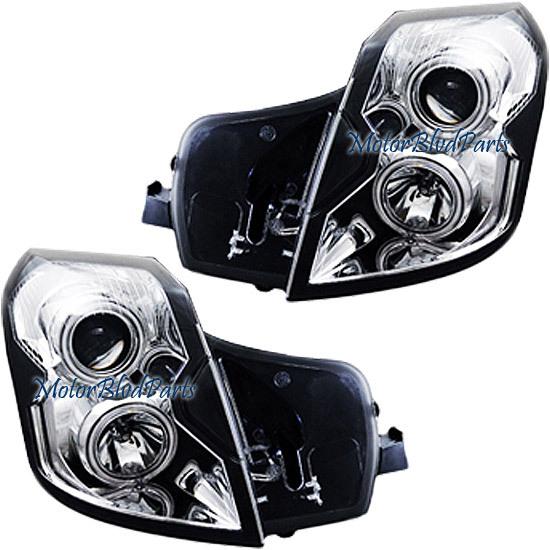 03-07 cadillac cts projector halogen halo headlights headlamps chrome