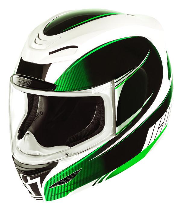 Icon airmada salient motorcycle helmet green md/medium