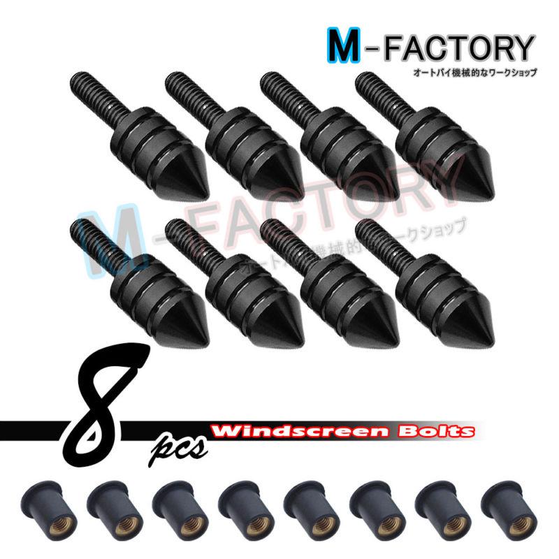 Black spike windcreen bolts screws kit yamaha tdm900 02-12