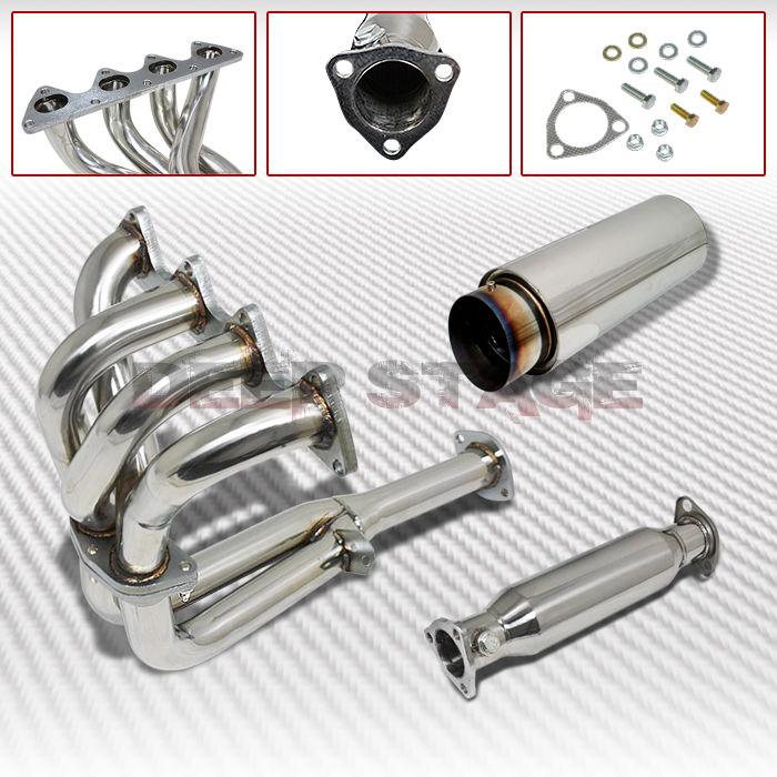 4-2-1 exhaust manifold header+pipe+slant tip muffler 92-93 acura integra gs/rs