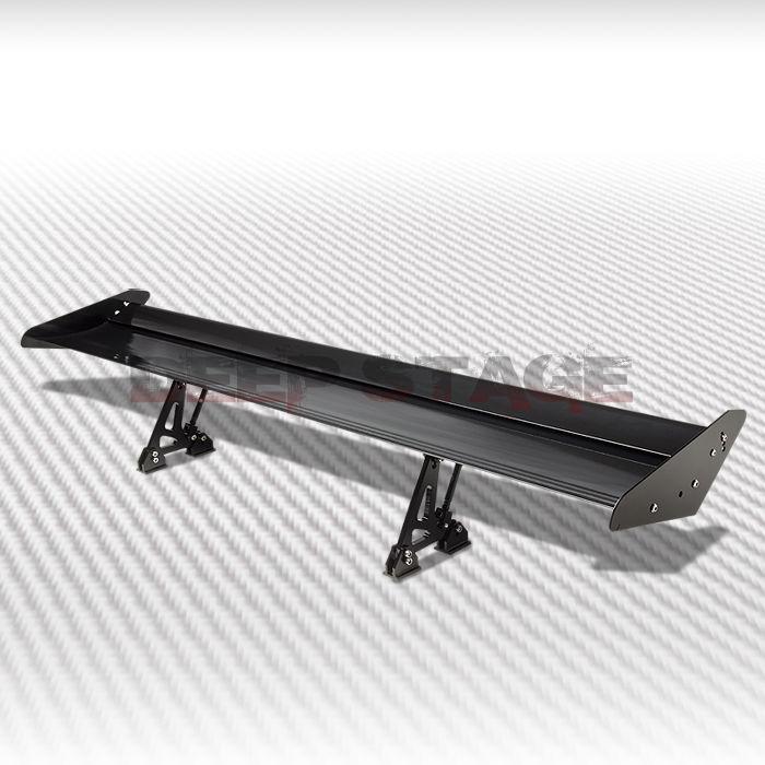 Gt 52" aluminum rear trunk racing spoiler/double wing+adjustable bracket black