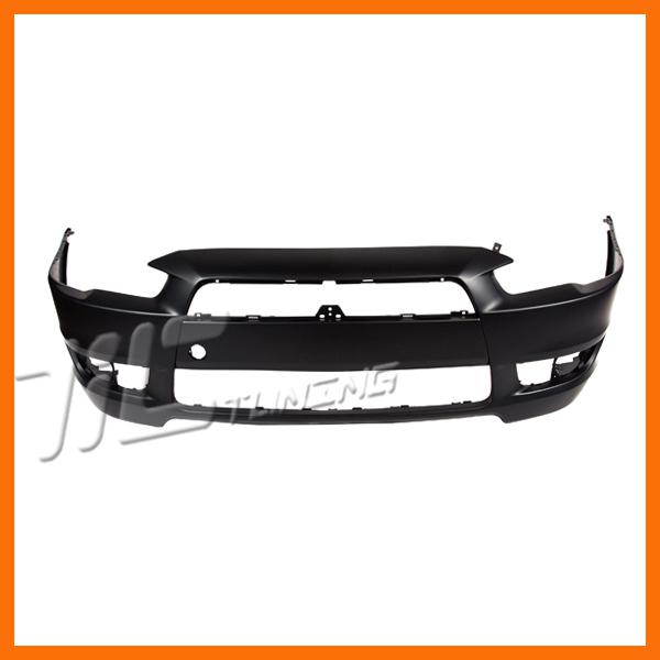 08-11 mits lancer front bumper cover es w/o air dam holes primered black plastic