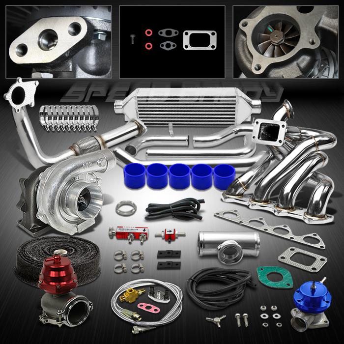 T04e t3/t4 11pc turbo kit+top manifold+downpipe 88-01 b16/b18 civic/cr-x/integra