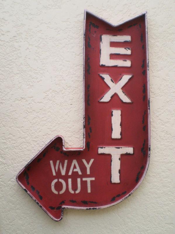 "exit way out" large metal sign retro movie theater concession snack stand decor