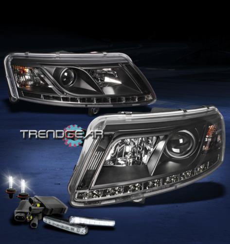 05-08 audi a6 led black projector head light+drl daytime running+6000k hid xenon