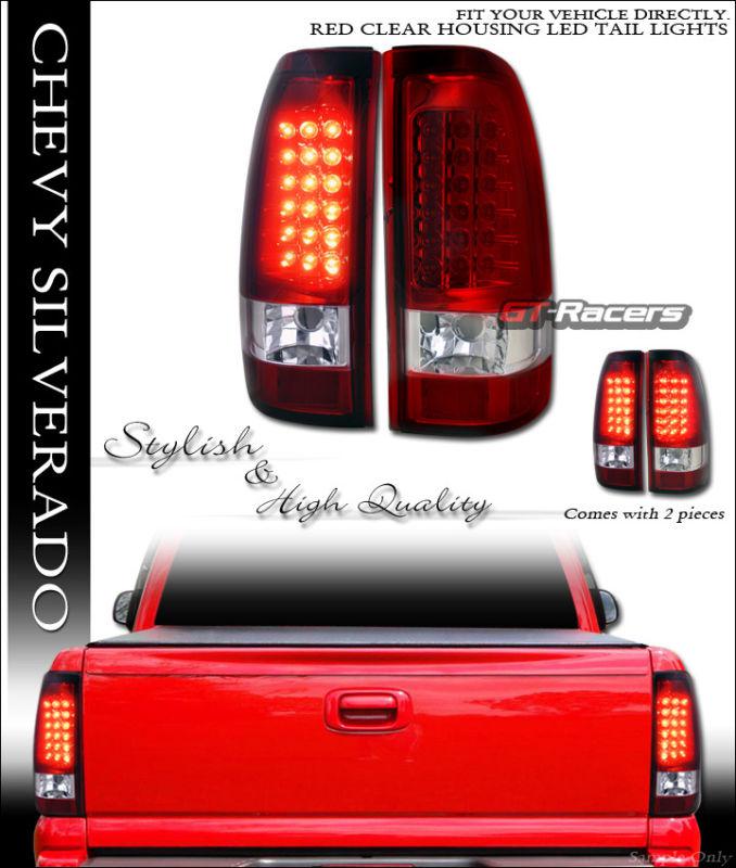 Euro red clear led tail lights lamp 1999-2002 2003 chevy silverado/gmc sierra jy