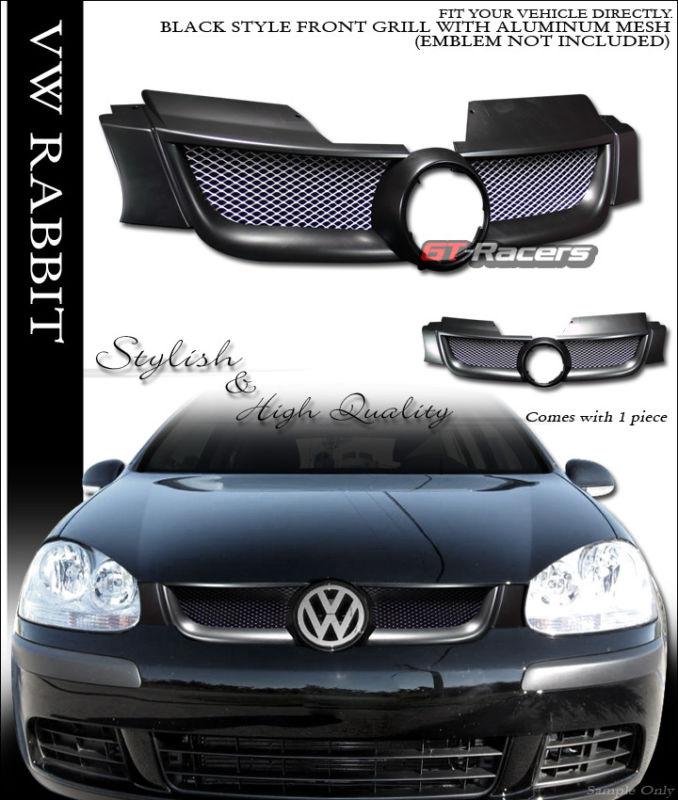 Black aluminum mesh front hood bumper grill grille 2006-2009 vw golf rabbit mk5