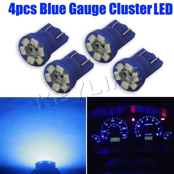 4x blue t10 wedge gauge cluster instrumental speedometer led light bulb