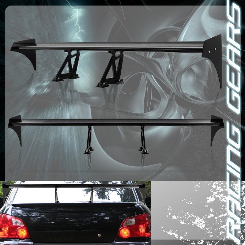 Universal 55" gt style black aluminum rear trunk lid double deck spoiler wing