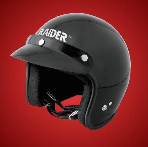 Raider motorcycle helmet open-face - black - xx-large