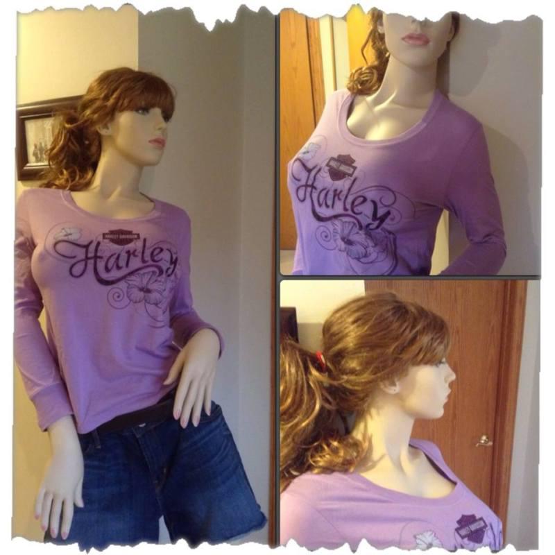 Nwt~harley-davidson® womens purple flower long sleeve sz small