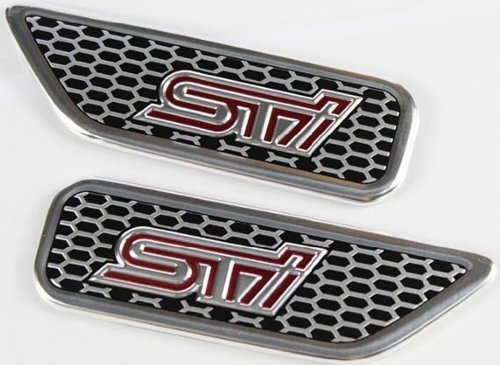 2pcs* side wing badge for subaru red sti wrx wrc impreza emblem sticker logo 05 