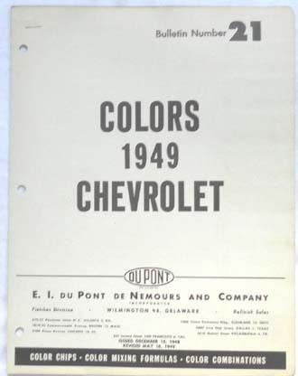 1949 chevrolet dupont color paint chip chart all models original 