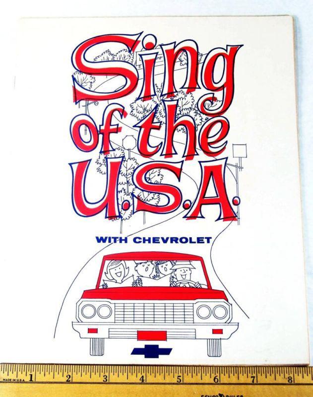 1964 chevrolet promotional hand-out: "sing of the usa with chevrolet" song book