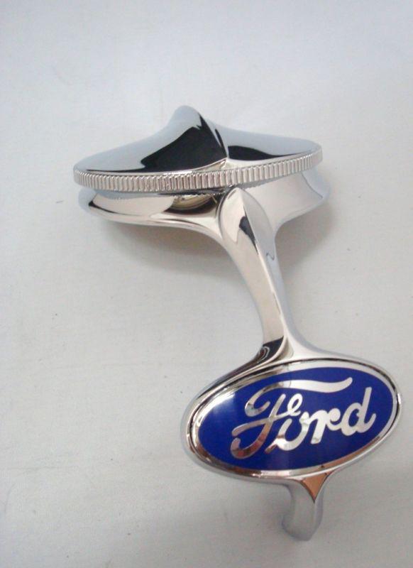 Ford car chrome radiator shell  & cap + blue emblem kit