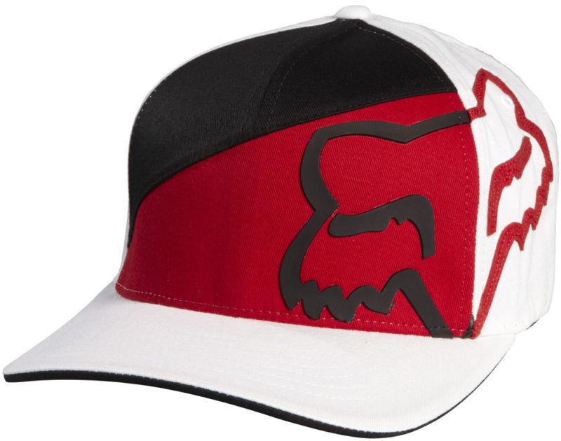 Fox ace red fitted flexfit medium profile hat cap hats mx 2014 black white