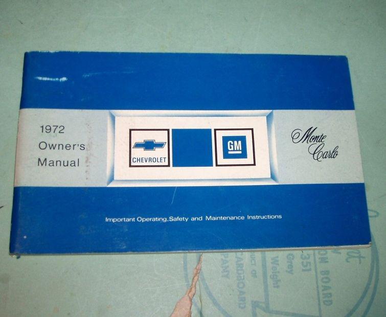 1972 chevrolet gm canada nos original monte carlo owners manual 737081 ss 