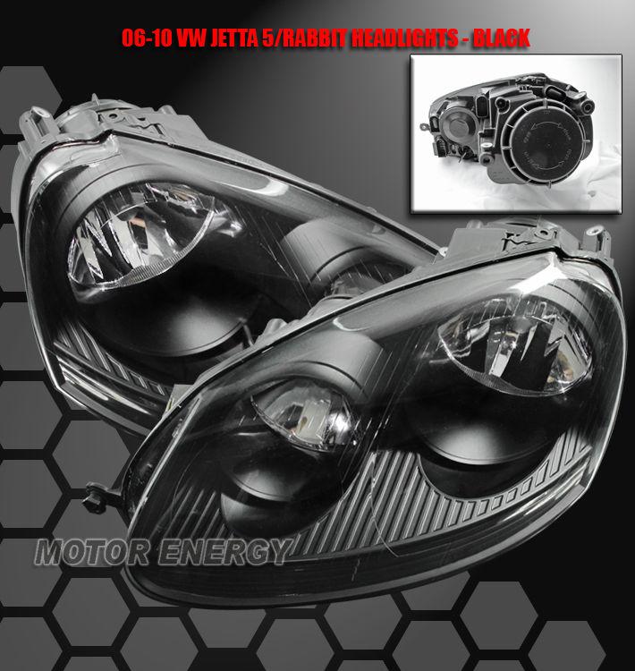 2005-2010 volkswagen jetta/2006-2009 rabbit crystal headlights black 2007 2008