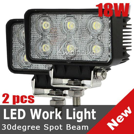 2x 18w spot 30° beam led work light lamp car jeep truck van atv 4wd 4x4 10~30v