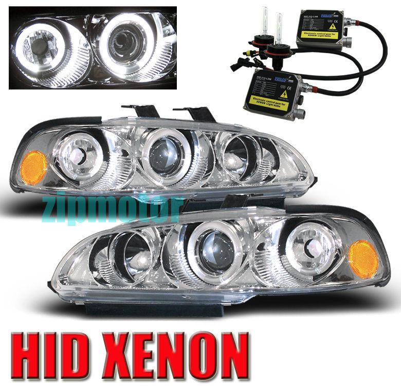 1992-1995 honda civic 2/3dr halo jdm projector headlight+hid 6k chrome 1993 1994