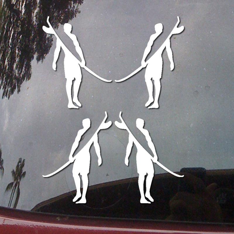 (4x) 3 inch surfer longboard sup surf car body vinyl decal window sticker h69m