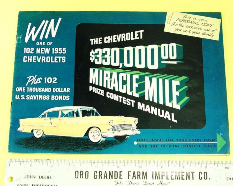 1955 chevrolet "miracle mile" contest entry and manual, original, scarce