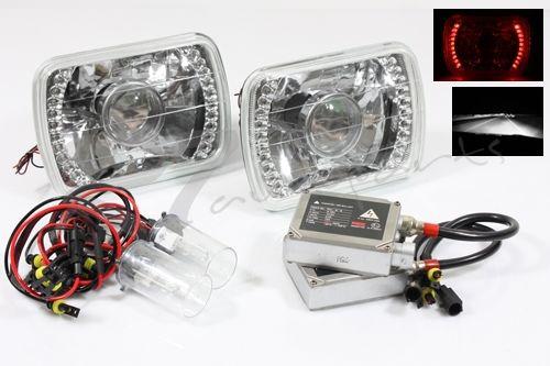 7x6 h6014/h6052/h6054 red projector chrome housings+6000k white hi/low hid combo