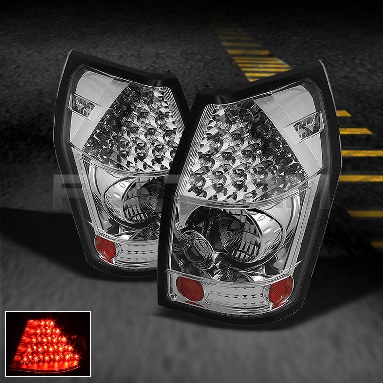 05-08 dodge magnum full led chrome clear tail brake lights lamps left+right pair