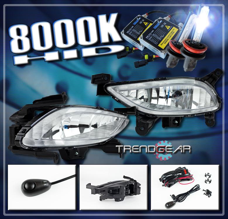 11 12 bumper driving clear fog lights lamp w/8000k xenon hid+switch+bulb+harness