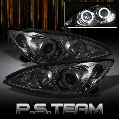 Smoked 02-04 toyota camry dual halo projector led headlights lamps left+right