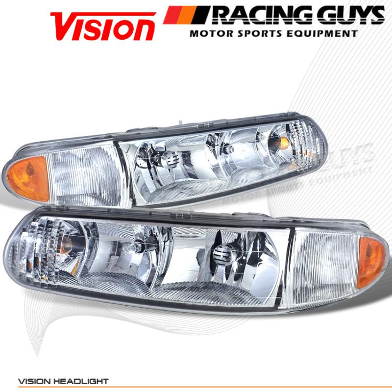 1997-2004 buick regal chrome headlights front lamps new gs gse ls lse century