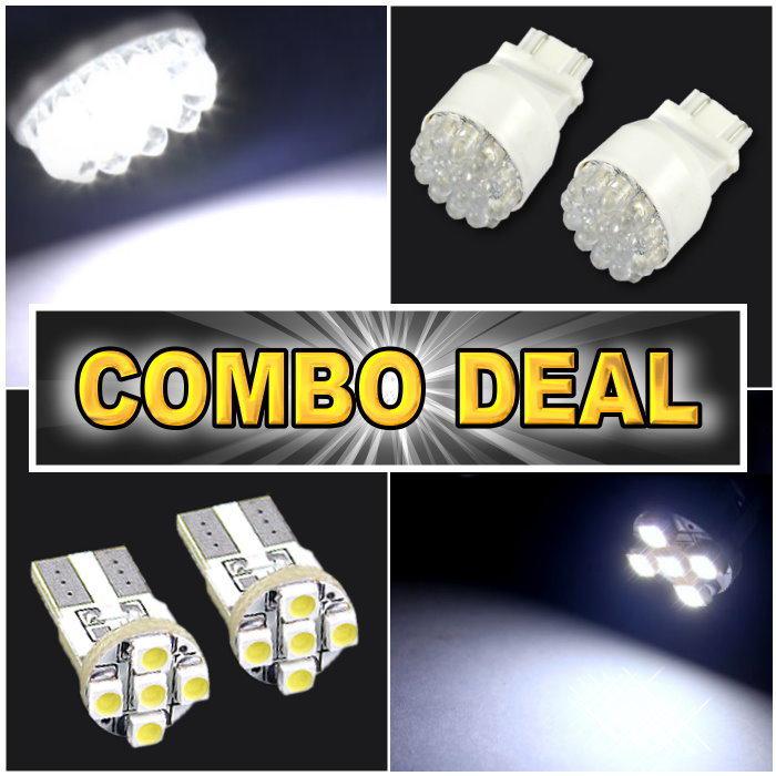 White backup 3157 + license plate t10 168 led lights combo package deal #19b