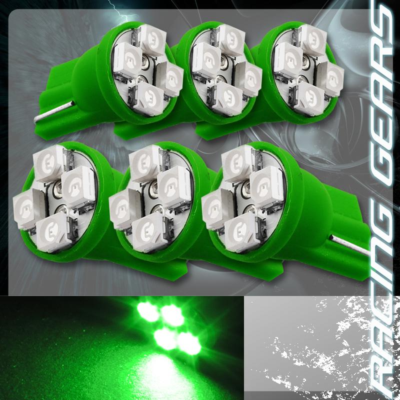 6x green smd 4 led 12v t10 wedge interior instrument map panel gauge light bulbs