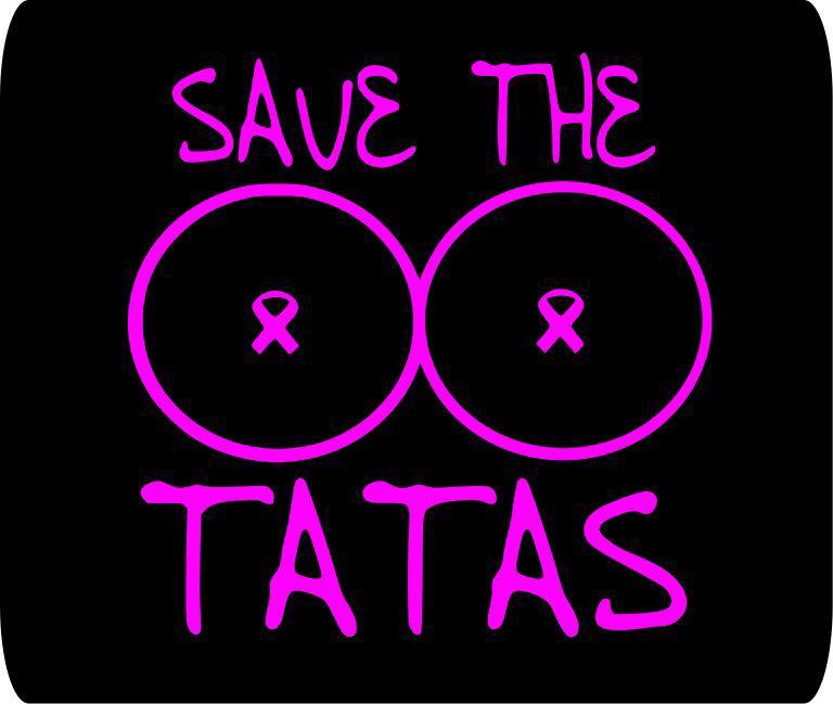 Pink breast cancer awareness save the tatas window decal sticker comedy funny 