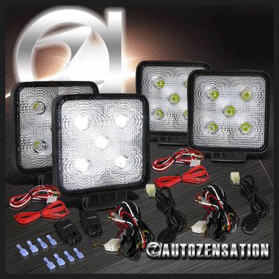 4x 4.5" 5 led flood spot beam bumper driving work fog light jeep 4wd 4x4+switch