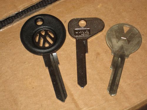 Volkswagen keys three uncut obsolete logo jma alba bus bug golf jetta dasher gti