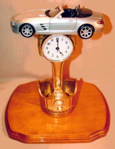 Mercedes 2012 sls amg roadster piston clock mounted on 11 x 9 oak wood plaque