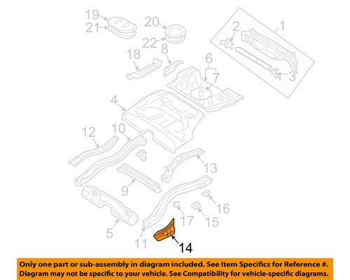 Subaru oem 03-08 forester floor rails-rear-extension left 52154sa0109p