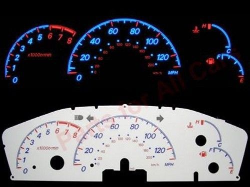 Mitsubishi lancer ls &amp; es white face plasma glow gauge mph kmh 2002 2003 2004