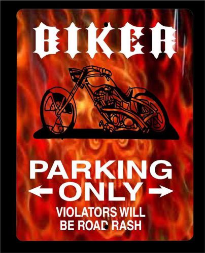 &#034;biker parking only...&#034; metal sign- 9&#034;x12&#034; - free shipping