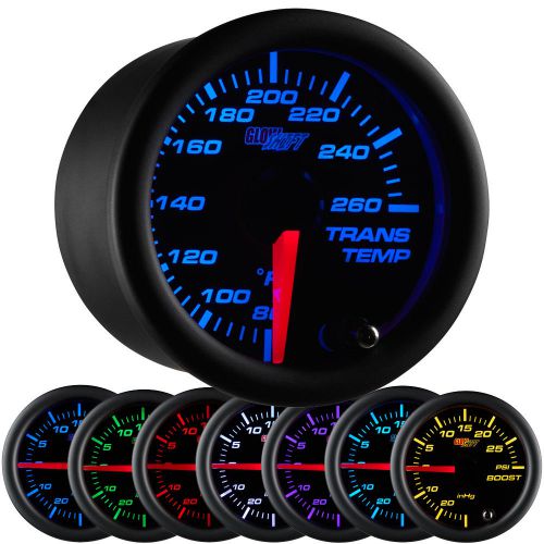 52mm glowshift black 7 color trans temp temperature gauge w. clear lens