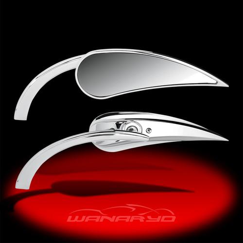 Rad ii teardrop mirror, right, chrome for harley, victory, and metric cruisers