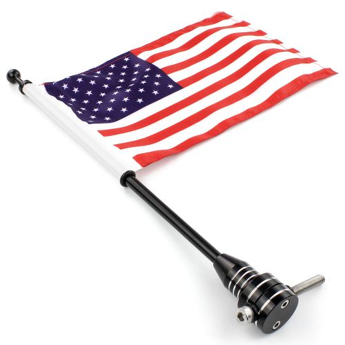 Motorcycle 6.7&#034; x 11&#034; us usa flag flagpole motor bike hanging flag 15&#034; flagstaff