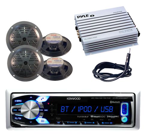 Marine yacht usb ipod aux usb input receiver with 400w amp, antenna, 4 speakers