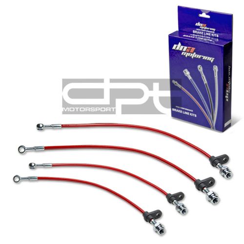 Integra da1/da3 replacement front/rear ss hose red pvc coated brake line kit